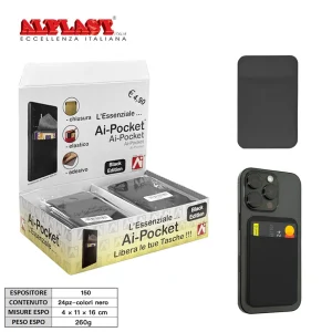 Ai-Poket Porta Card Banconote Per Cellulare 24Pz Nero Alplast Art.150 Pz1