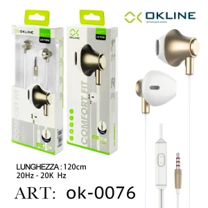 Art.Ok-0076 Okline 3.5Mm Aux Auricolari Bianco