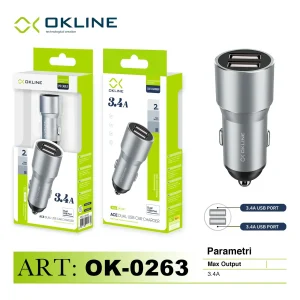 Art.Ok-0263N Okline 2Usb Caricatore Auto 3.4A Grigio